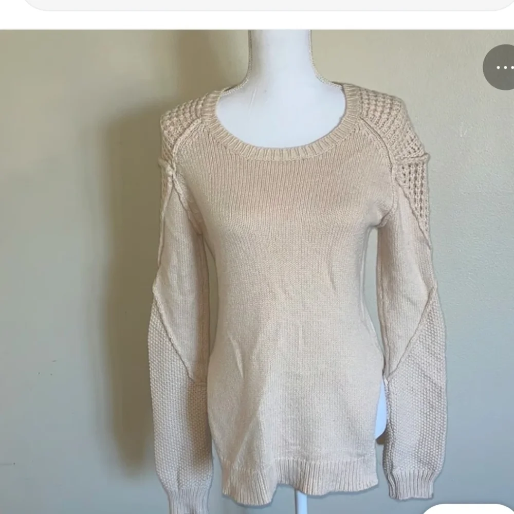 Sam Edelman Womens Sweater Long Sleeve Cream Wool Blend Side Slits. SZ Medium - Picture 1 of 13